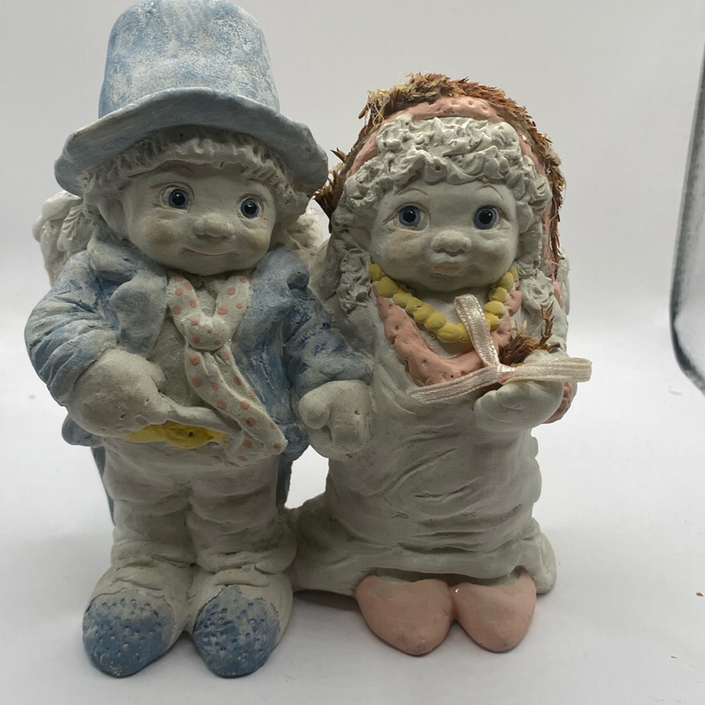 VTG 1991 Dreamsicle by Kristen The Wedding Bride & Groom cherubs cast art figure
